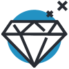 Shiny diamond icon with blue background