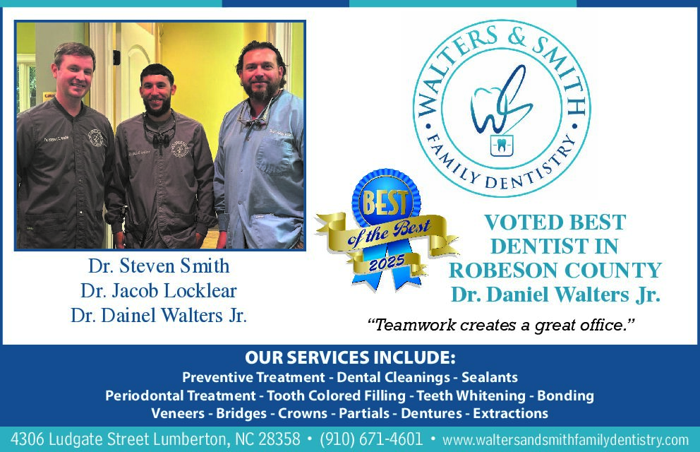 Walters, Smith, & Locklear Family Dentistry handmade W & S initials sign